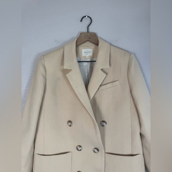 Sezane Michele Jacket Blazer Linen Blend in Butter Beige size 38 US 6 - Picture 12 of 16